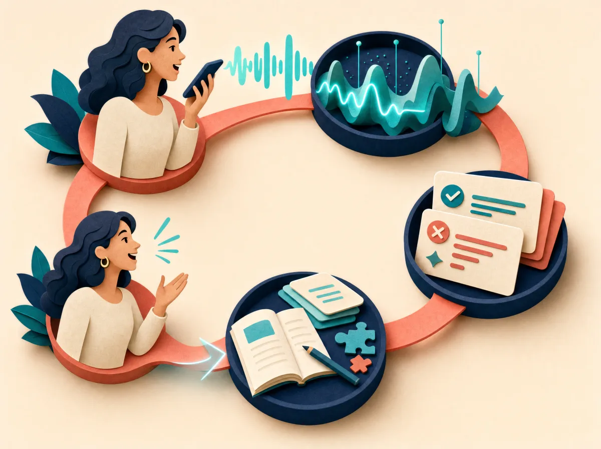 Speak, feedback, practice and repeat learning loop